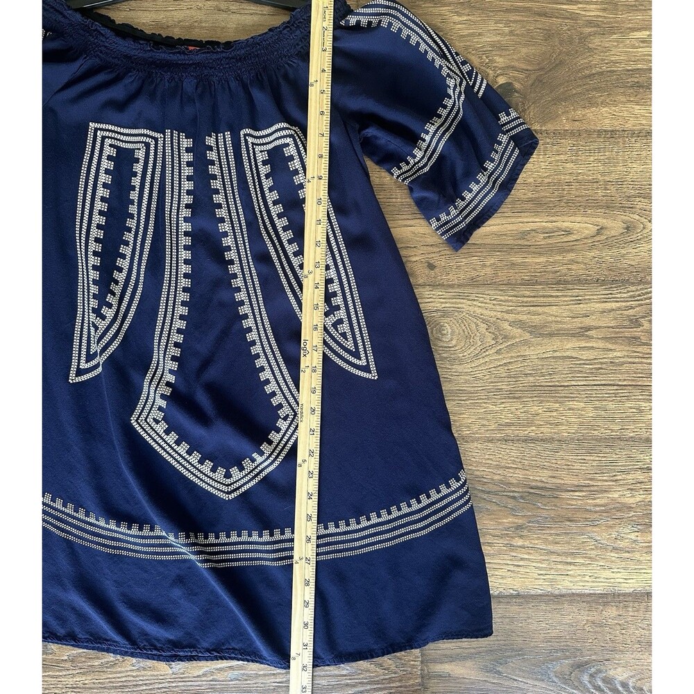 Chelsea & Violet XL Off Shoulder Navy Geometric Print Rayon Shift Mini Dress - Picture 7 of 7